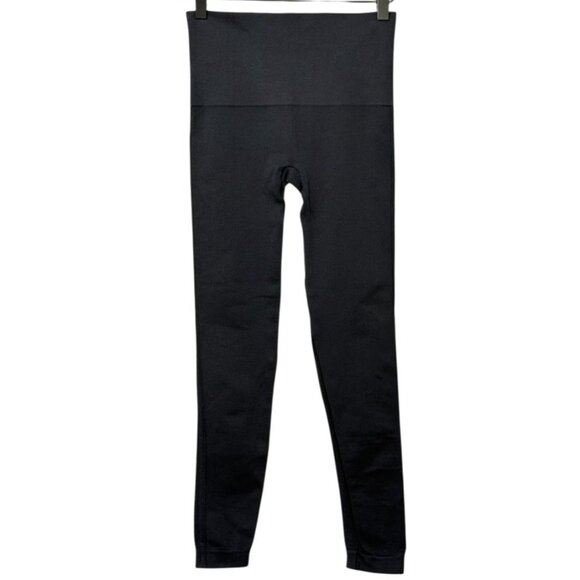 Spanx Look at Me Now Leggings Deep Navy Mid Rise Side Seam Slimming EUC Size M - Picture 3 of 7